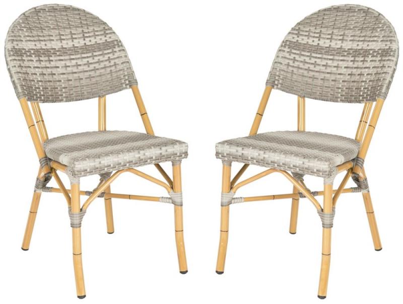 Safavieh Barrow Indoor/Patio Stacking Side Chair in Grey (2-Pack)