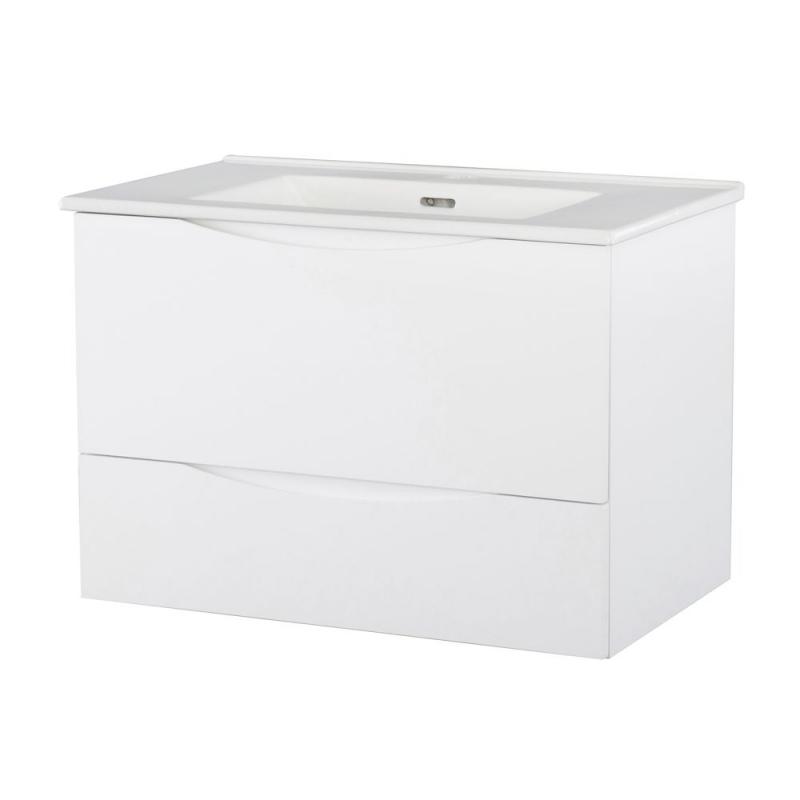 Home 30-inch W Wall Hung Vanity in White Finish with Vitreous China Top