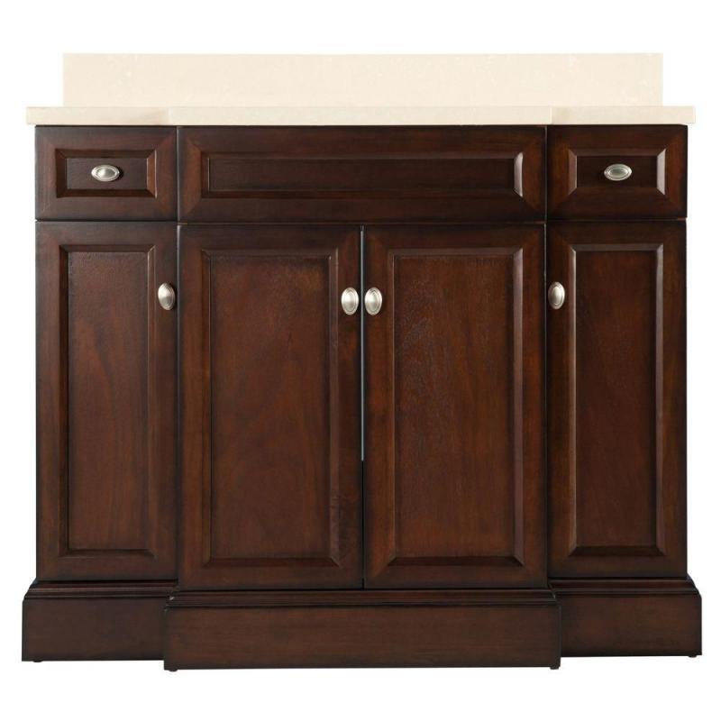 Home Teagen 42-inch W Vanity Combo in Espresso Finish with Stone Top in Beige