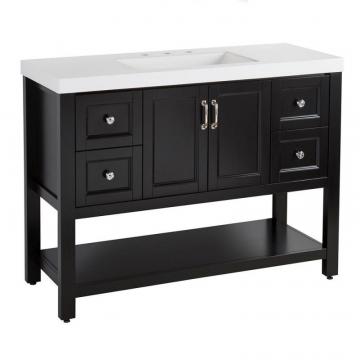 Home Catalina 48-inch W Vanity in Black with Cultured Marble Top in White