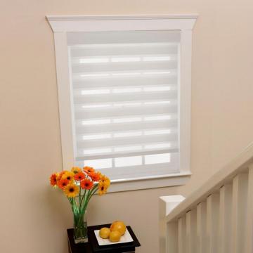 Home 46 in x72in White Zebra Layered Roller Shades