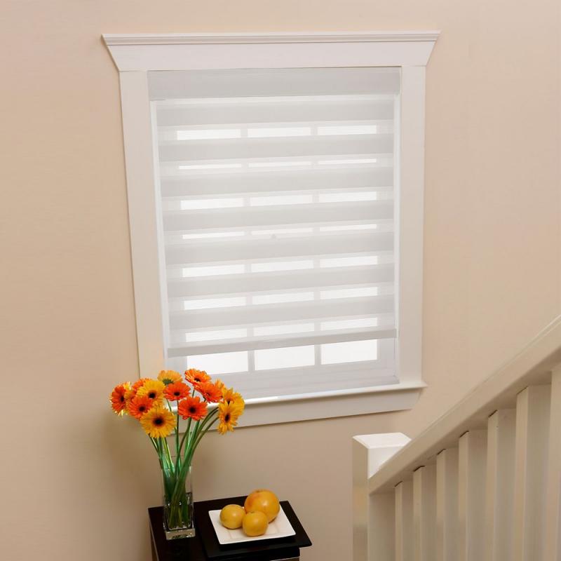 Home 39 in x72in White Zebra Layered Roller Shades