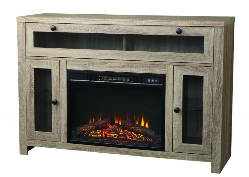 Home Laurelcrest 48" Paper Laminate Media Fireplace Console In Weathered Oak Finish