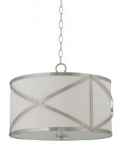 Home Brushed Nickel With White Fabric Shade 18" Dia Pendant