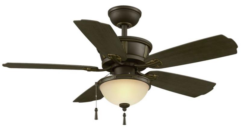 Hampton Bay Umber 46" Outdoor Rated Ceiling Fan with Natural Iron Finish and Dark Walnut blades