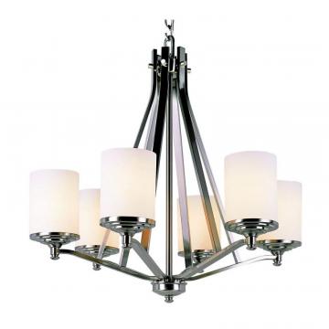 Hampton Bay Nickel with Frosted Cylinder 6 Light Chandelier