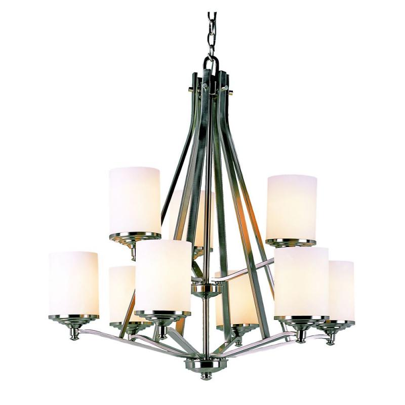 Hampton Bay Nickel with Frosted Cylinder 2 Tier Chandelier