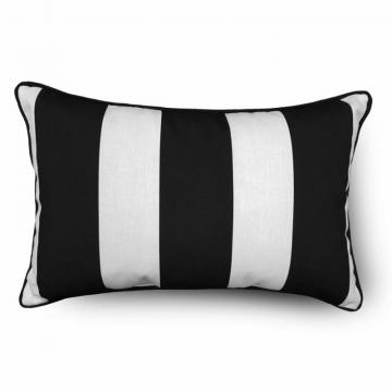 Hampton Bay Lumbar Pillow-Black Cabana Stripe
