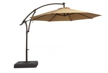 Hampton Bay 11' Offset Patio Umbrella with Solar LED Lights" Tan