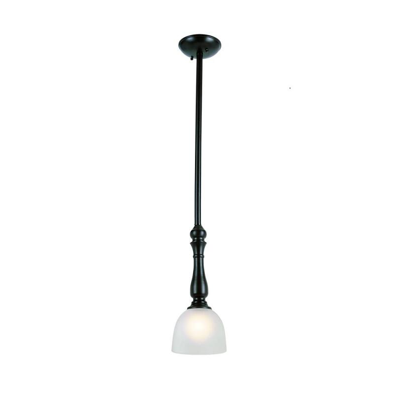 Hampton Bay Bronzed Candlestick and Frosted Glass Mini Pendant