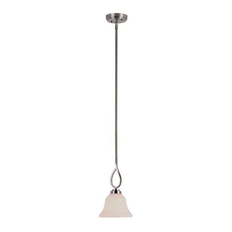 Hampton Bay Nickel Looped and White Frosted Bar Pendant