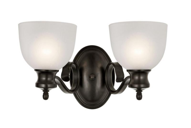 Hampton Bay Bronzed Candlestick and Frosted Glass Double Sconce