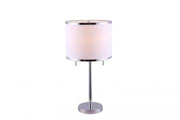 Hampton Bay HANSON 1 Light Chrome Table Lamp With White Fabric Shade