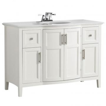 Simpli Home Winston 48-inch W Vanity in Soft White with Quartz Marble Top in White