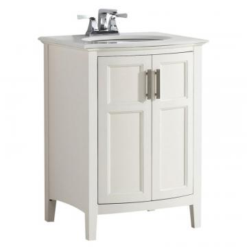 Simpli Home Winston 24-inch W Rounded Front Vanity in Soft White with Quartz Marble Top