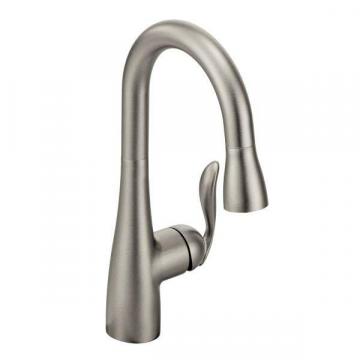 Moen Arbor One-Handle High Arc Pull Down Single Mount Bar Faucet In Spot Resist Stainless