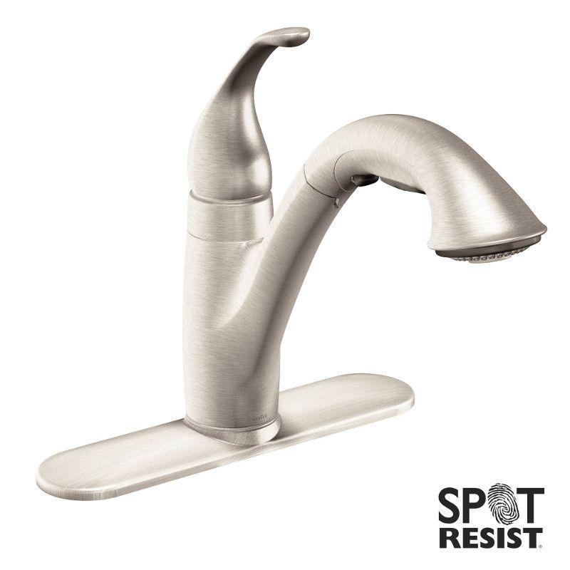 Moen Camerist One-Handle Low Arc Pullout Kitchen Faucet In Spot Resist Stainless
