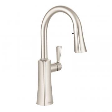 Moen Etch One-Handle High Arc Pulldown Kitchen Faucet In Spot Resist Stainless