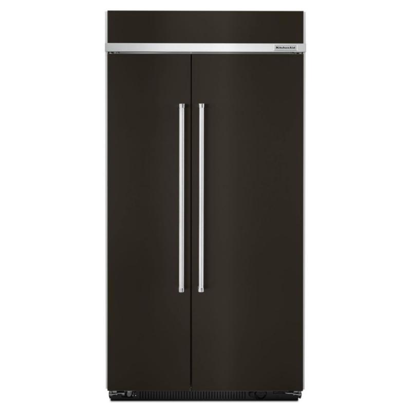 KitchenAid 25.5 Cu. Feet 42" Width, Black Stainless, Built-In Side By Side Refrigerator