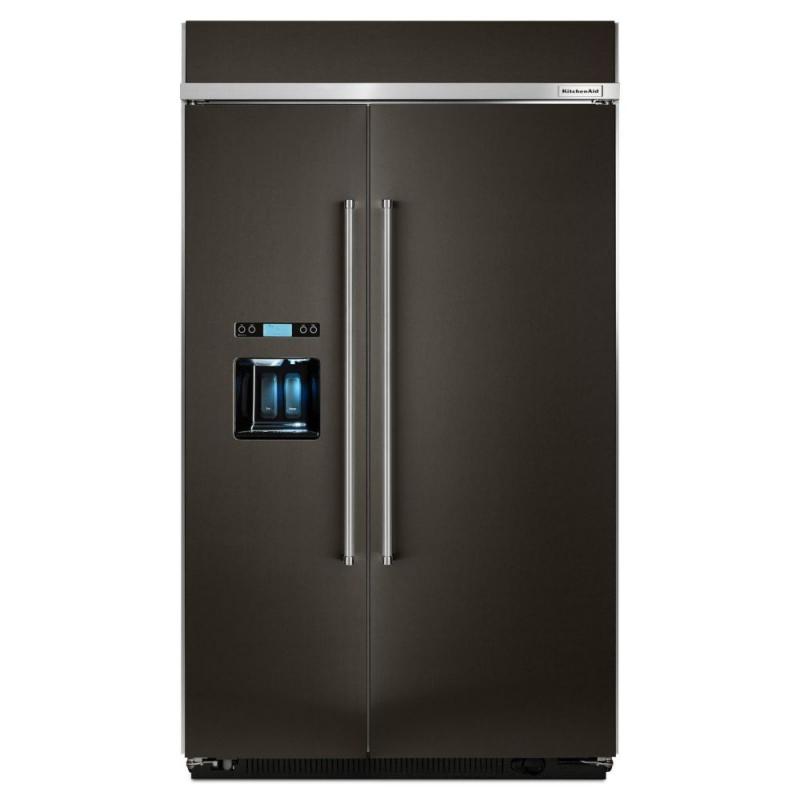 KitchenAid 29.5 Cu. Ft 48" Black Stainless, Built-In Side By Side Refrigerator
