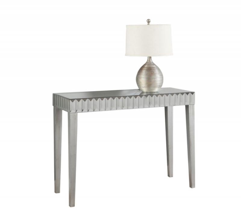 Monarch Console Table - 42" L / Brushed Silver / Mirror