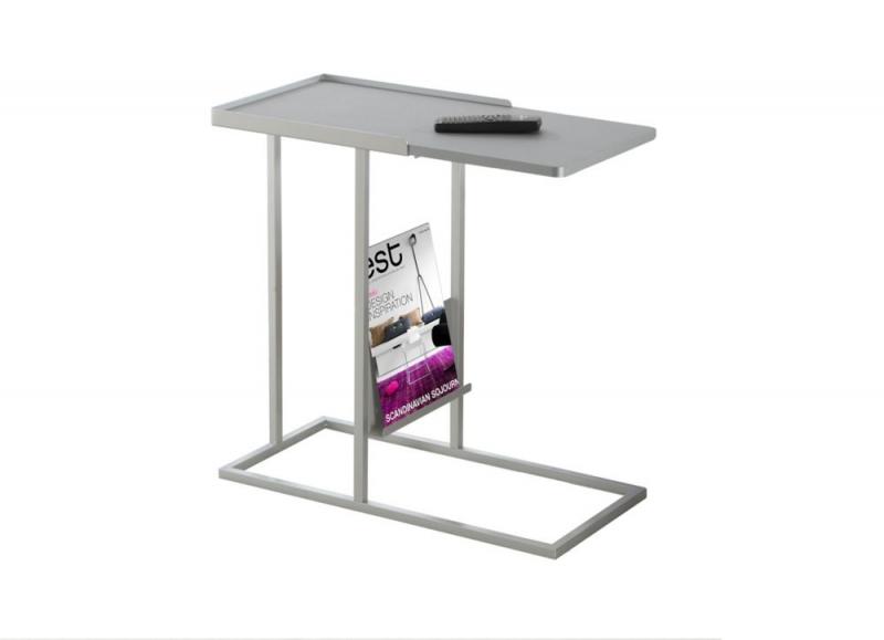 Monarch Accent Table - Grey / Silver Metal With A Magazine Rack