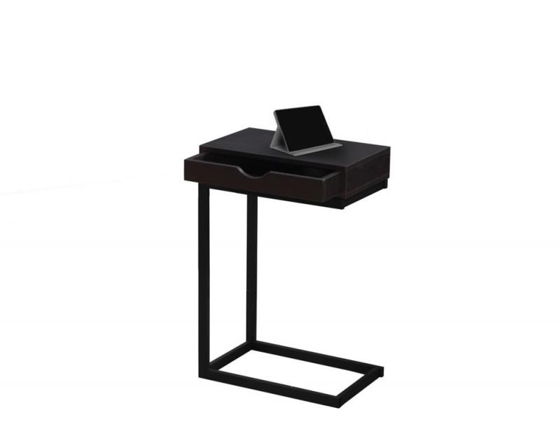 Monarch Accent Table - Cappuccino / Black Metal With A Drawer