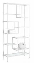 Monarch Bookcase - 72" H / White Metal With Tempered Glass