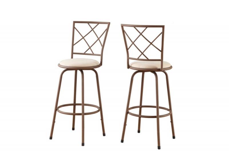 Monarch Barstool - 2Pcs / Brown Metal / Beige Fabric Seat