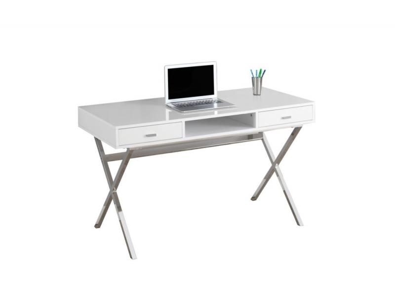 Monarch Computer Desk - 48" L / Glossy White / Chrome Metal