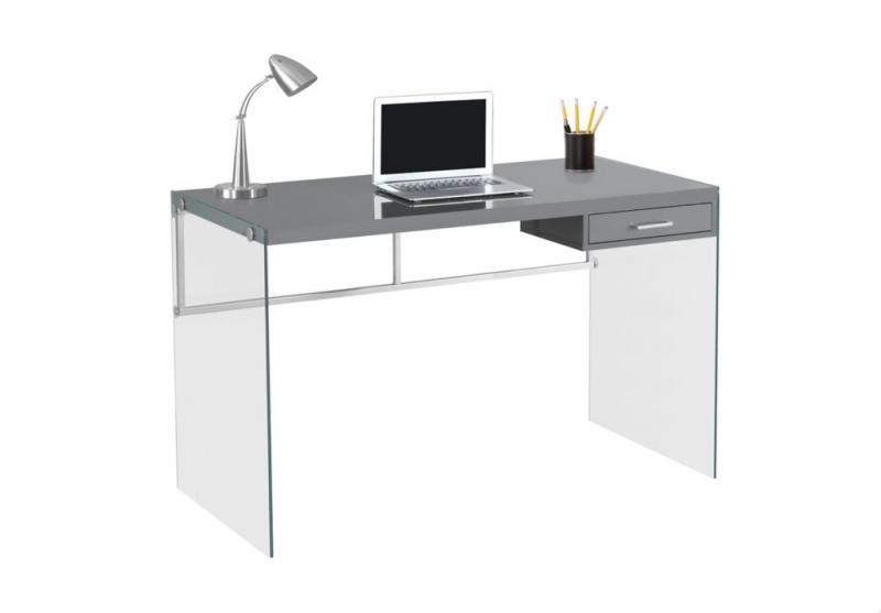 Monarch Computer Desk - 48" L / Glossy Grey / Tempered Glass