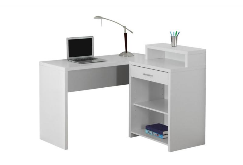 Monarch Computer Desk - White Corner With Storage