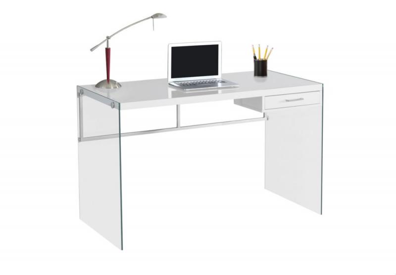 Monarch Computer Desk - 48" L / Glossy White / Tempered Glass