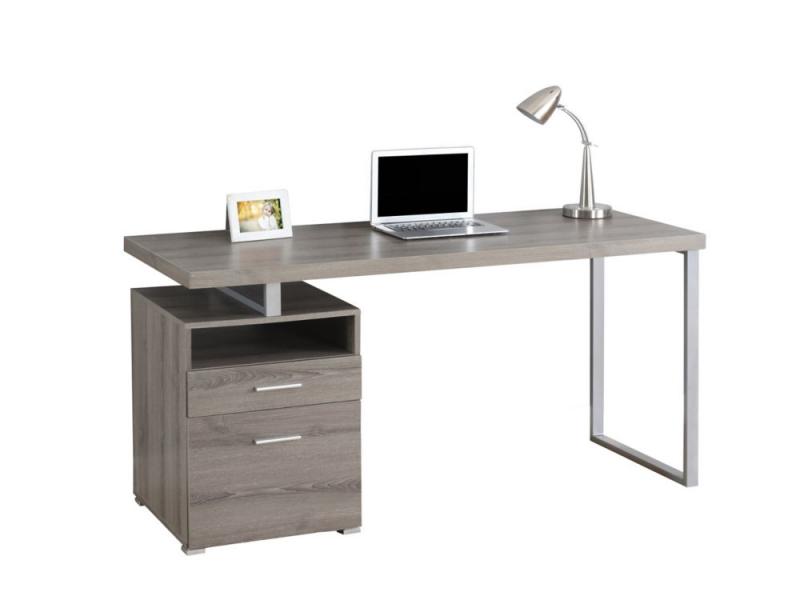 Monarch Computer Desk - 60" L / Dark Taupe / Silver Metal