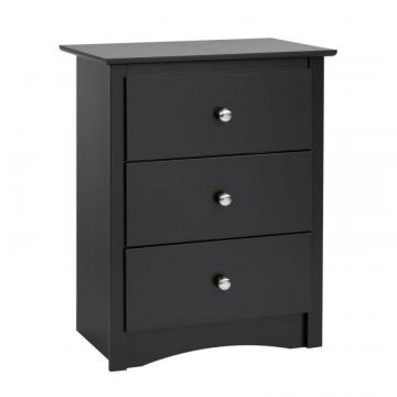 Prepac Sonoma 3-drawer Tall Nightstand, Black