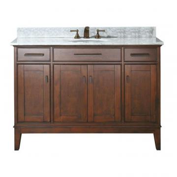 Avanity Madison 48" W Vanity with Marble Top in Carrara White and Tobacco Sink