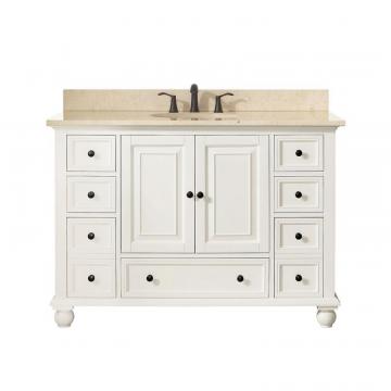 Avanity Thompson 49" Vanity Combo In French White Finish With Galala Beige Top