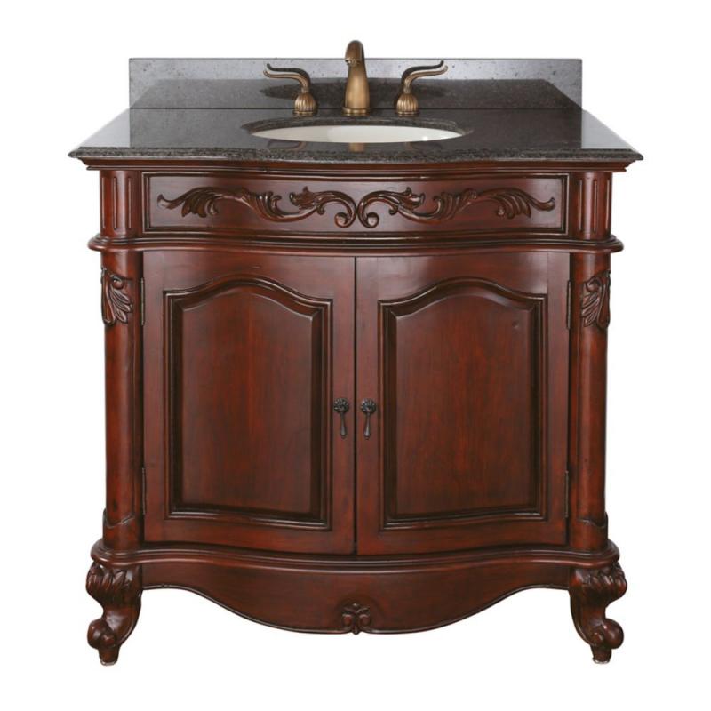 Avanity Provence 36" W Vanity in Antique Cherry Finish with Granite Top in Imperial Brown