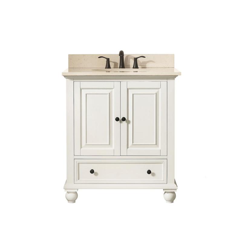 Avanity Thompson 31" Vanity Combo In French White Finish With Galala Beige Top