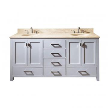 Avanity Modero 72" W Vanity with Marble Top in Galala Beige and White Double Sinks