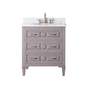 Avanity Kelly 30" W Vanity in Greyish Blue Finish with Marble Top in Carrara White