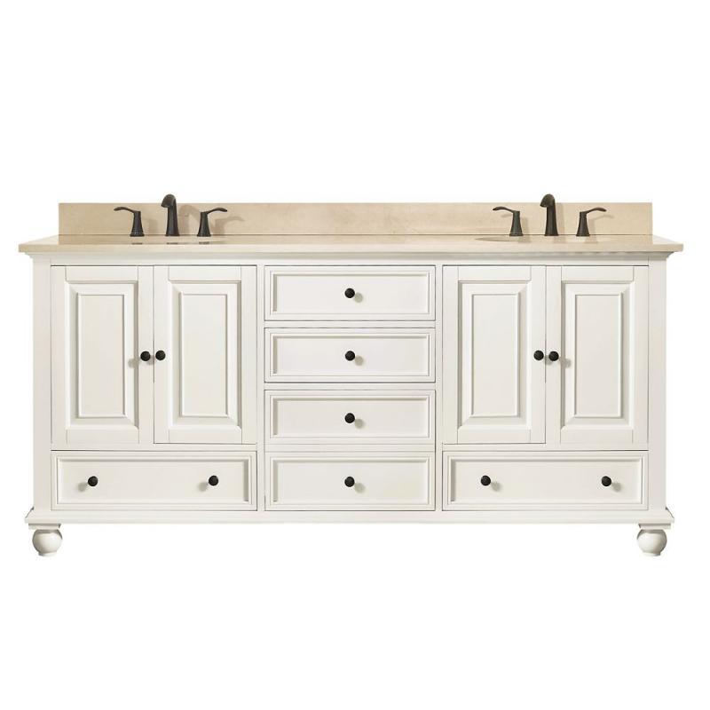 Avanity Thompson 73" Double Sink Vanity Combo In French White Finish With Galala Beige Top