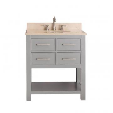 Avanity Brooks 30" W Vanity in Chilled Grey Finish with Marble Top in Gala Beige