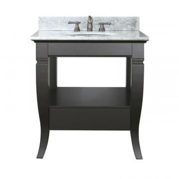 Avanity Milano 30" W Vanity with Top in Carrara White and Black Sink