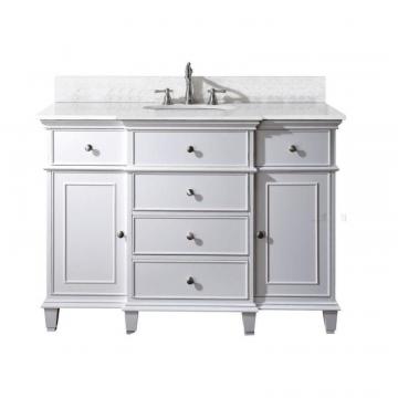 Avanity Windsor 48" W Vanity in White Finish with Marble Top in Carrara White