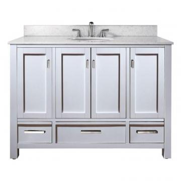 Avanity Modero 48" W Vanity in White Finish with Marble Top in Carrara White