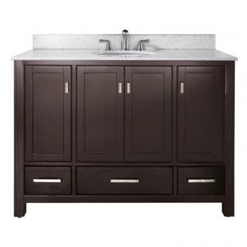Avanity Modero 48" W Vanity with Marble Top in Carrara White and Espresso Sink