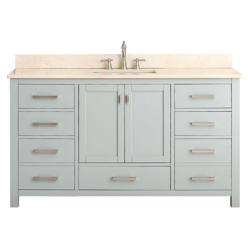 Avanity Modero 60" W Vanity in Chilled Grey Finish with Marble Top in Gala Beige