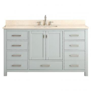 Avanity Modero 60" W Vanity in Chilled Grey Finish with Marble Top in Gala Beige