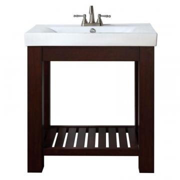 Avanity Lexi 30" W Vanity in Light Espresso Finish with Integrated Vitreous China Top in White